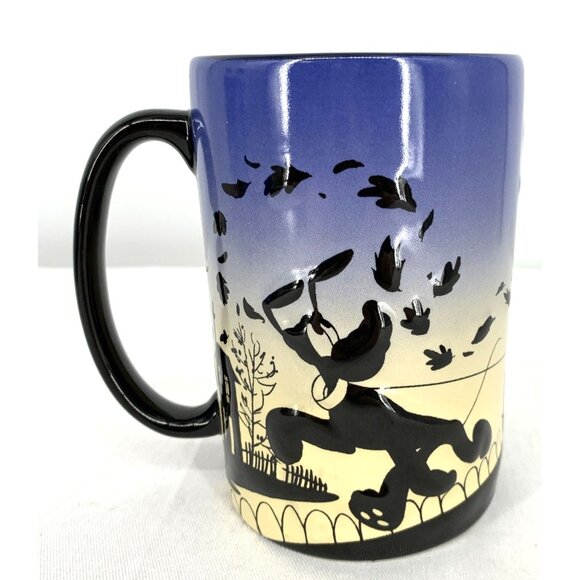 Disney Parks Ceramic Cup Mug Mickey Minnie Mouse Pluto Windy Spooky Leaves 5" - Picture 4 of 7